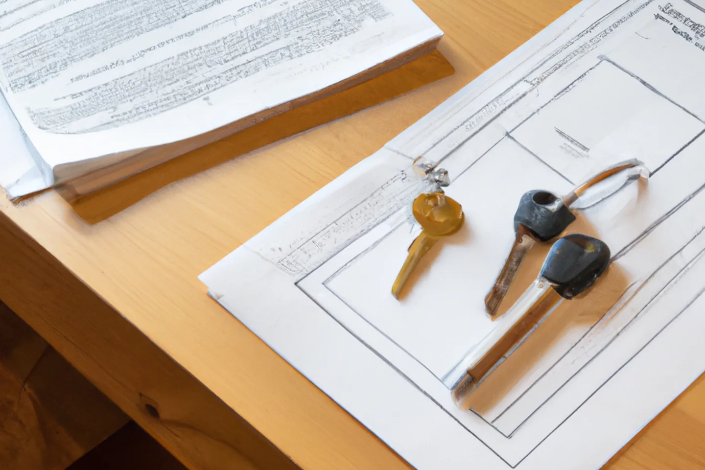 Inherited land documents and property deed on a desk in New Jersey